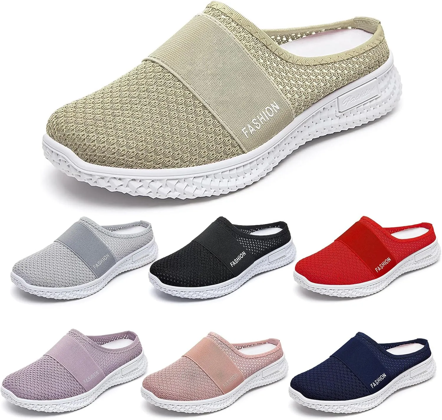 Air-Cushion Slip-On Walking Shoes Summer Orthopedic Diabetic Mules Fashion Breathable Mesh Non-Slip Outdoor Walking Sneakers Slippers
