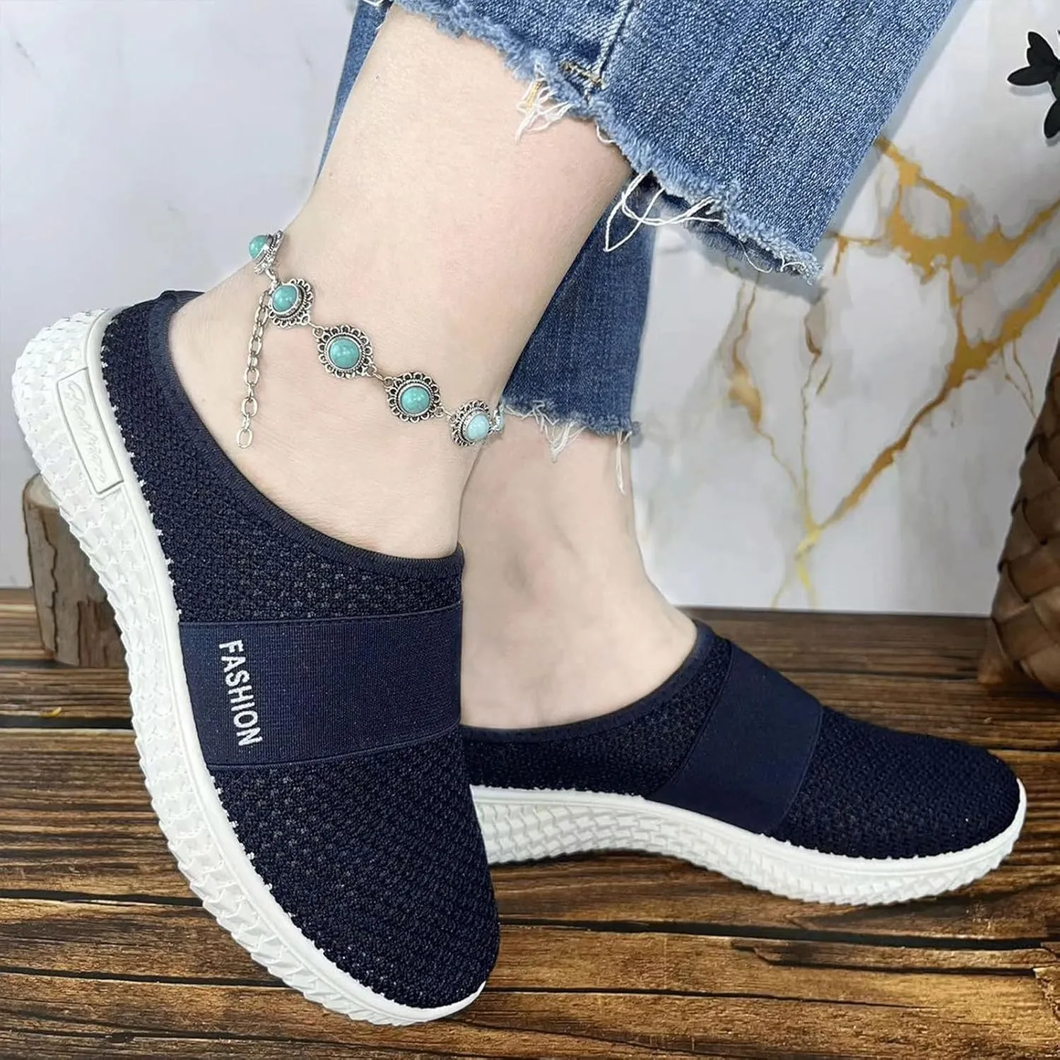 Air-Cushion Slip-On Walking Shoes Summer Orthopedic Diabetic Mules Fashion Breathable Mesh Non-Slip Outdoor Walking Sneakers Slippers