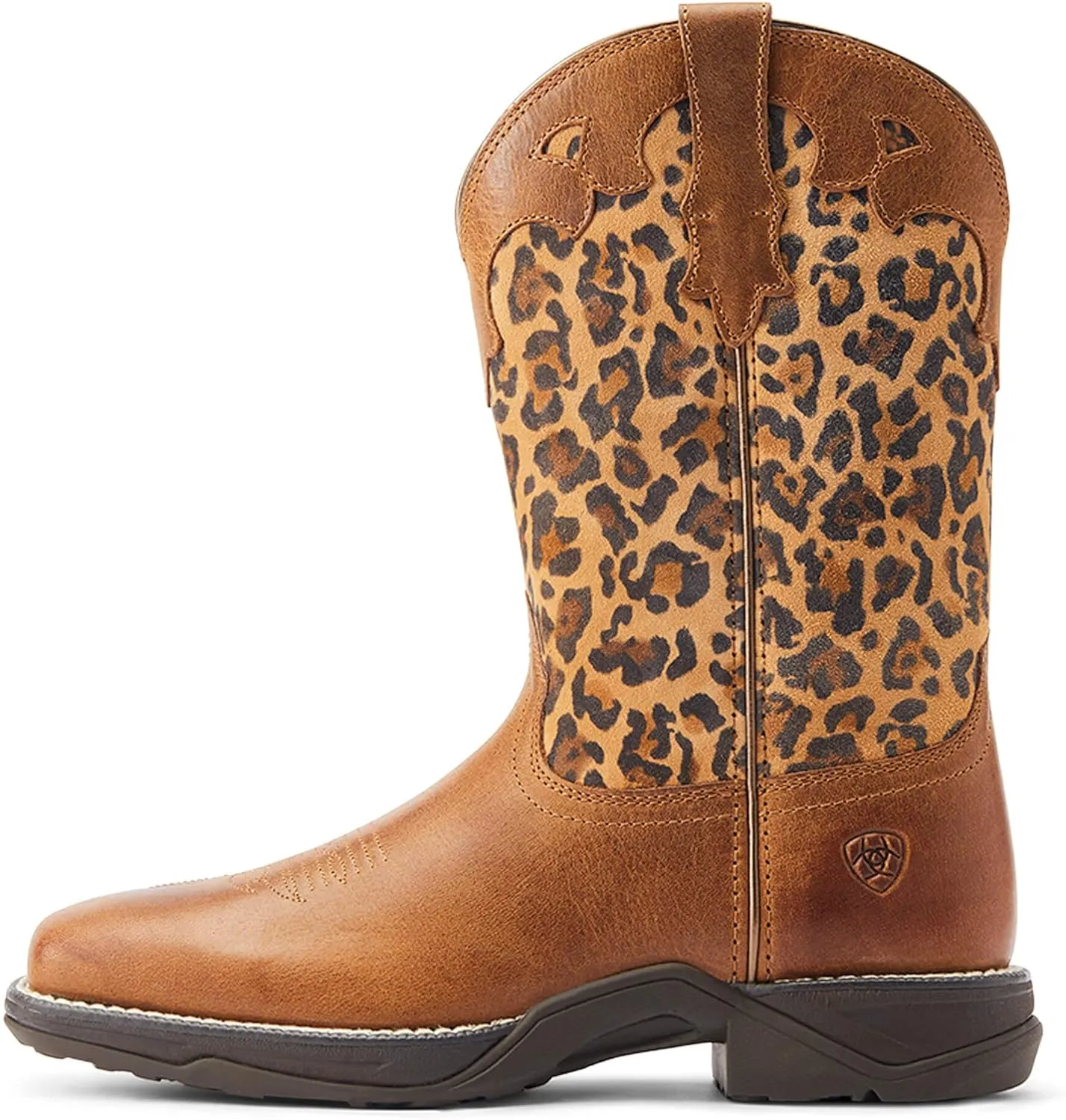 ARIAT Womens Anthem Savanna Embossed Square Toe Casual Boots Mid Calf Low Heel 1-2" - Brown