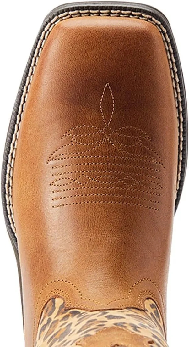 ARIAT Womens Anthem Savanna Embossed Square Toe Casual Boots Mid Calf Low Heel 1-2" - Brown
