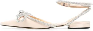 Arqa Double Bow Crystal Embellished Flats Women's Rhinestone Ankle Straps Ballet Flat Pointed Toe Bows Ballerina Shoes