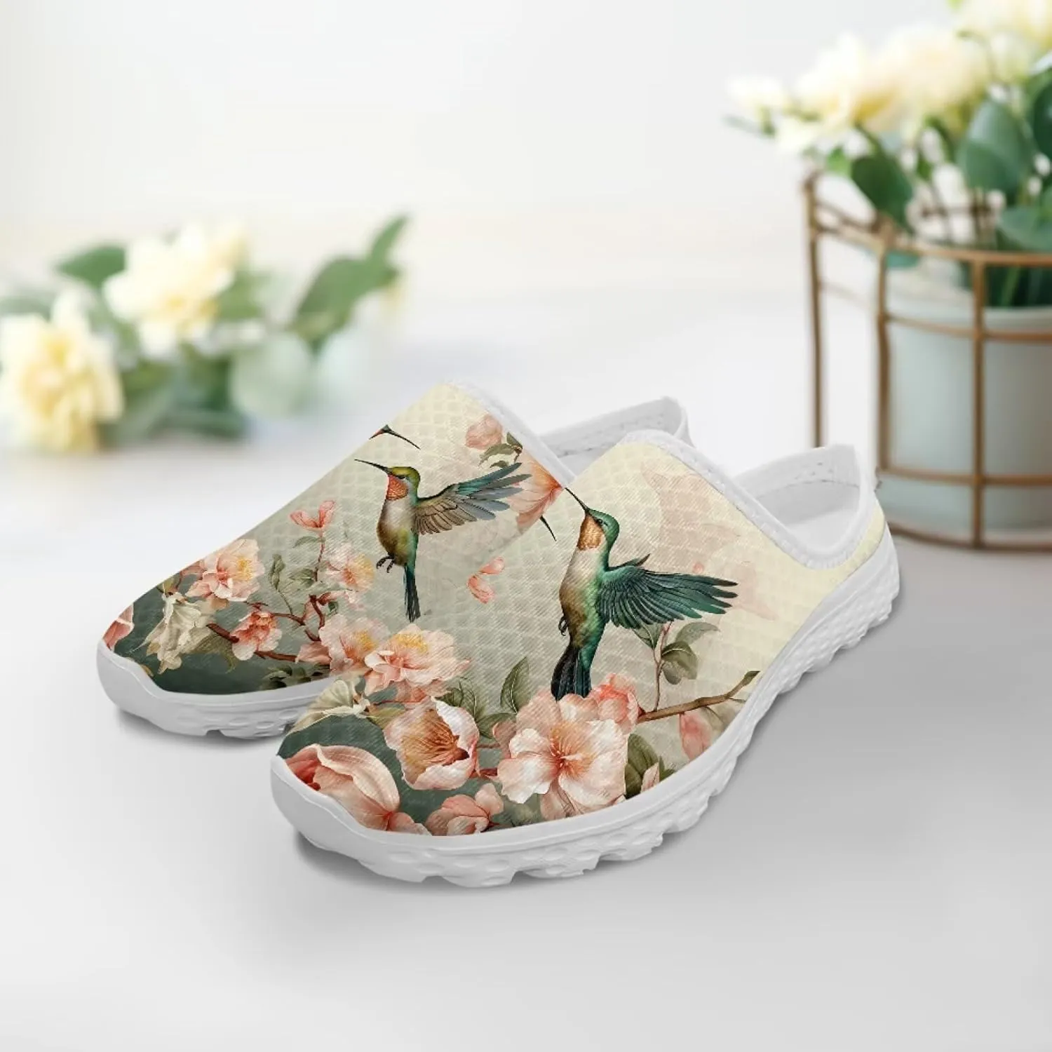Backless Shoes for Women Walking Sneakers Slip-on Mules Closed Toe Slippers Breathable Mesh Footwear
