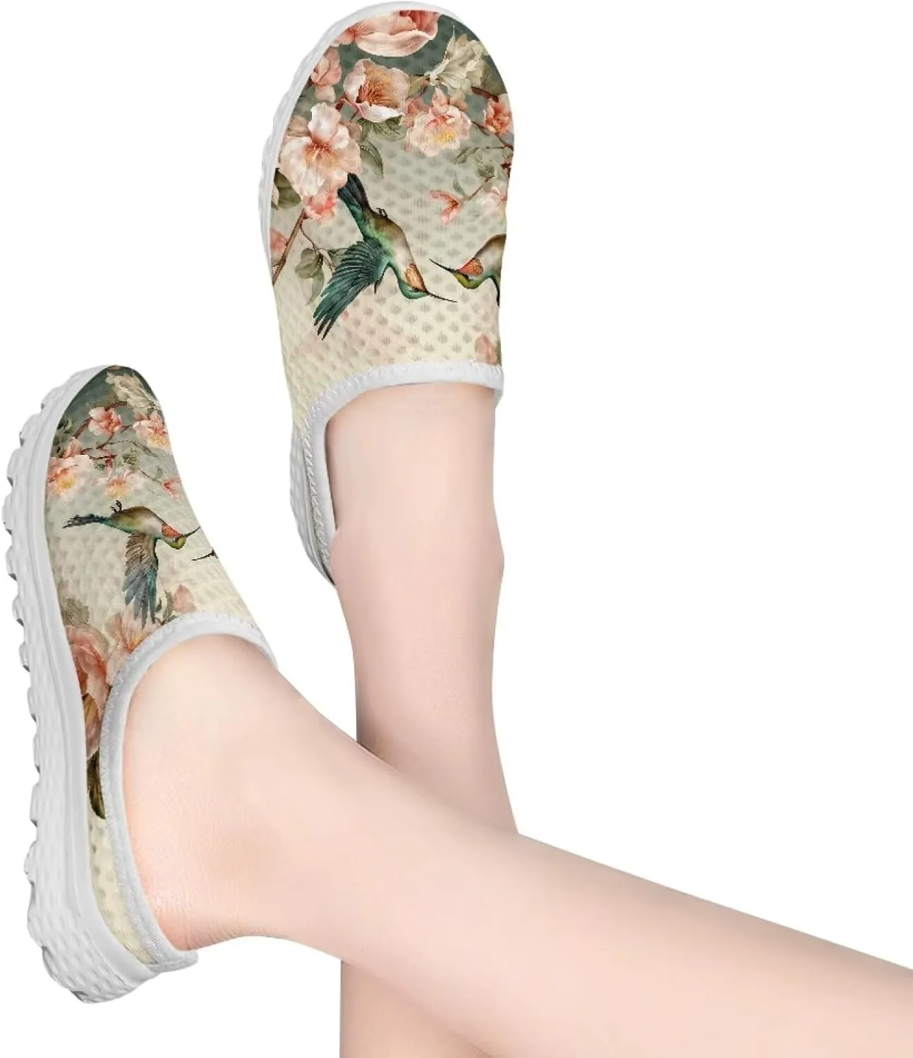 Backless Shoes for Women Walking Sneakers Slip-on Mules Closed Toe Slippers Breathable Mesh Footwear