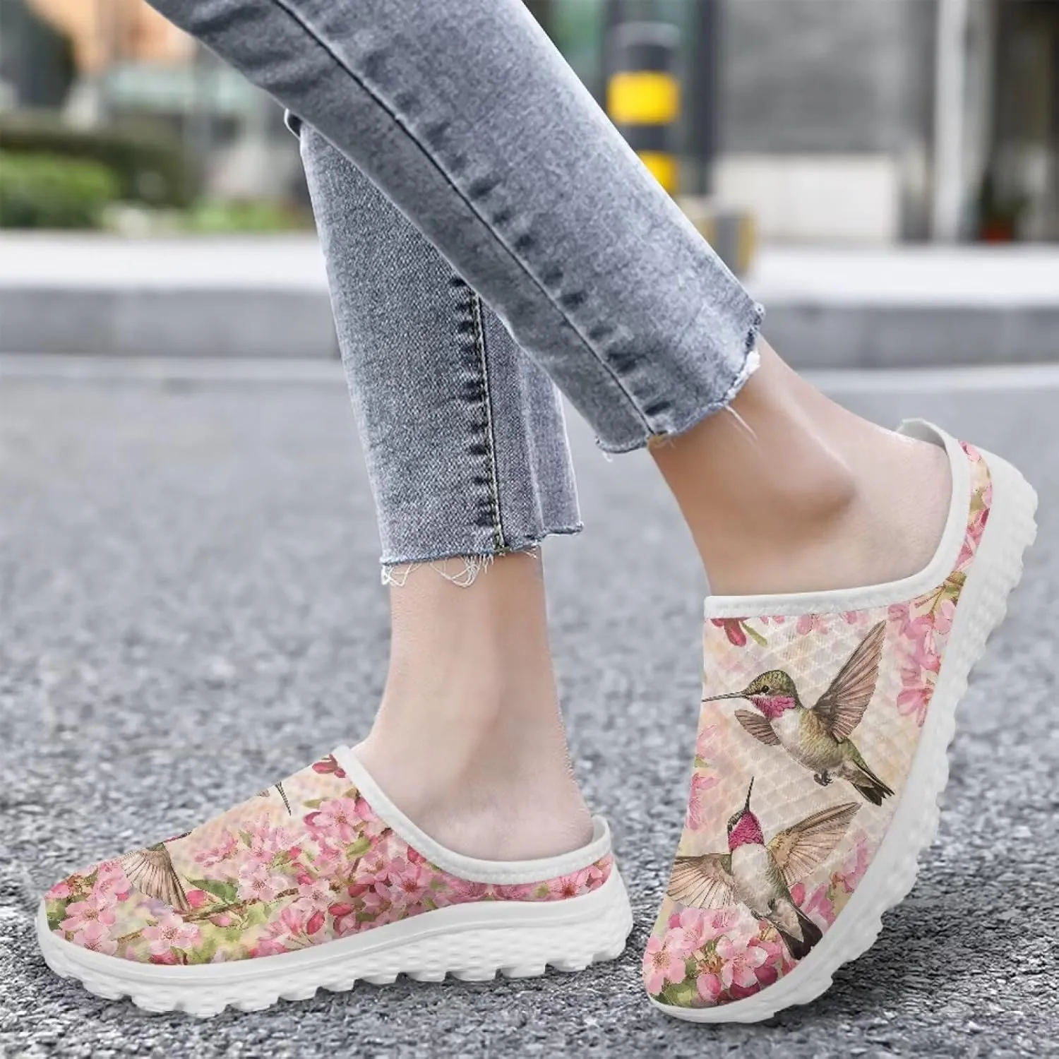 Backless Shoes for Women Walking Sneakers Slip-on Mules Closed Toe Slippers Breathable Mesh Footwear