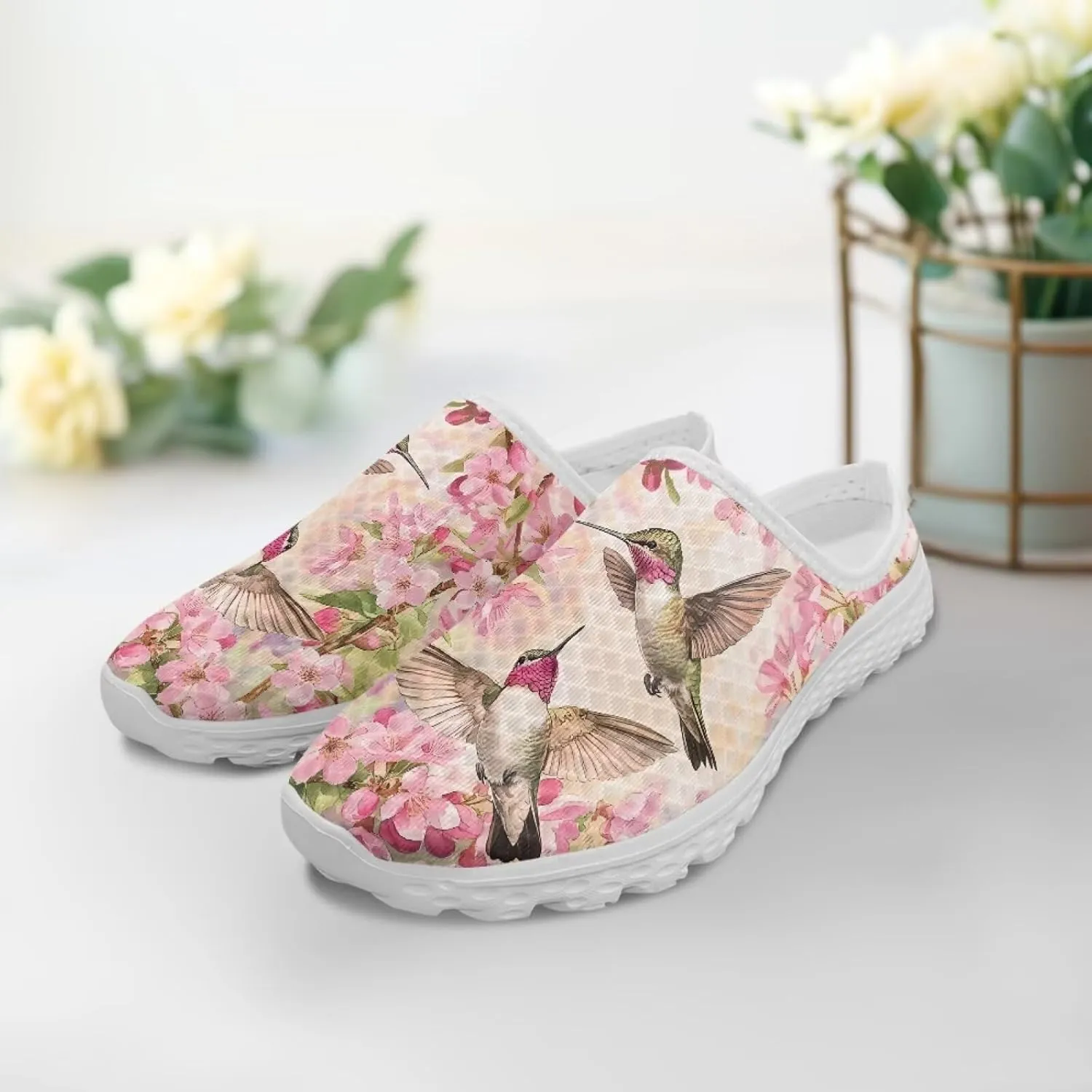Backless Shoes for Women Walking Sneakers Slip-on Mules Closed Toe Slippers Breathable Mesh Footwear