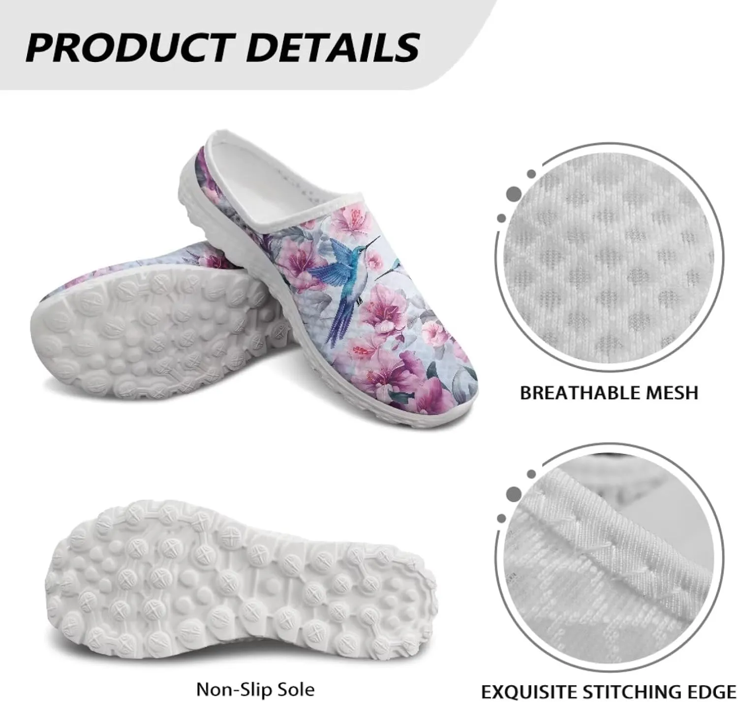 Binienty Womens Mule Shoes Slip on Mesh Garden Clogs Fashion Four Seasons Walking Shoe Outdoor Footwear