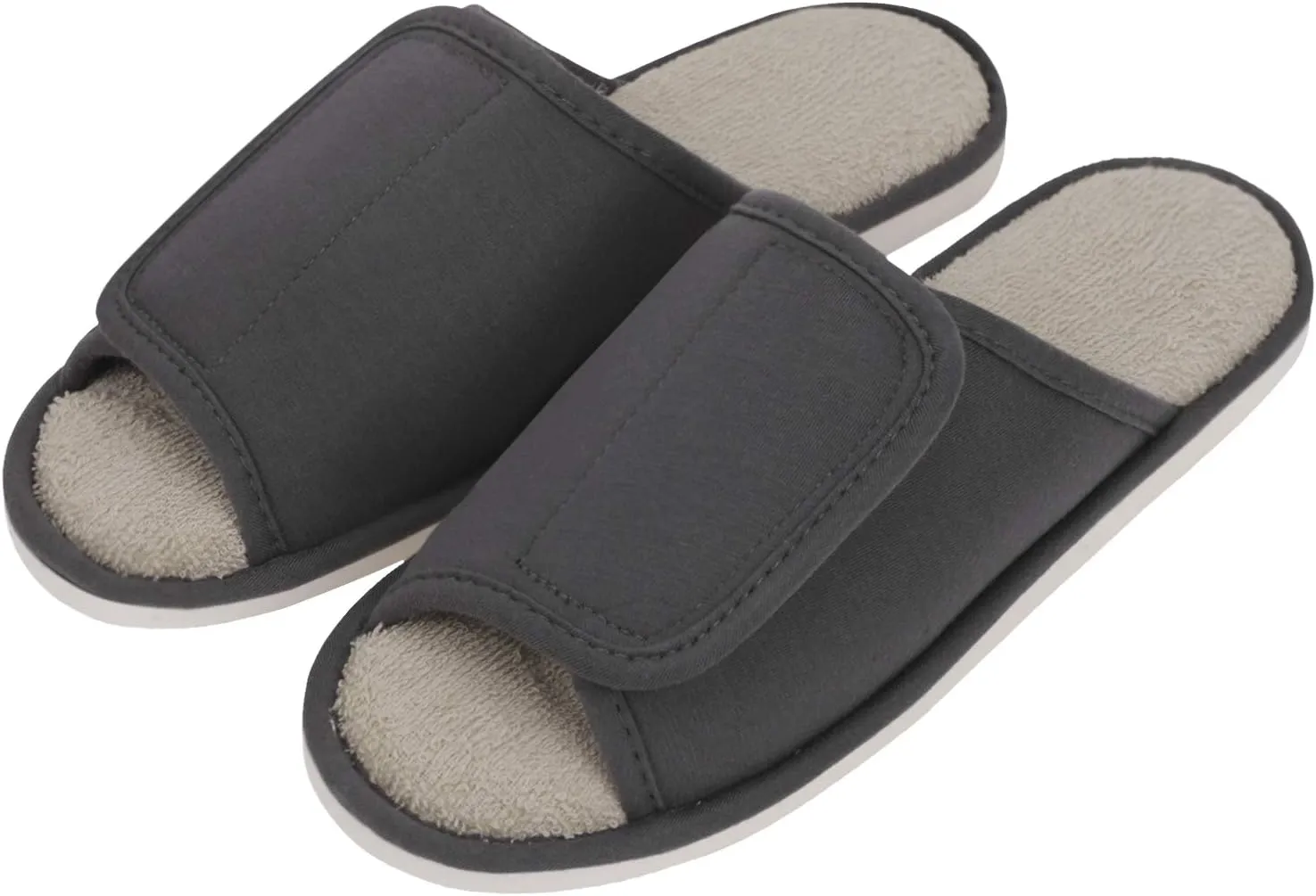 BXT Unisex Diabetic Slippers Open-Toe Arthritis Shoes Adjustable Closure Non-Slip Slide Slippers for Swollen Flat Feet Edema