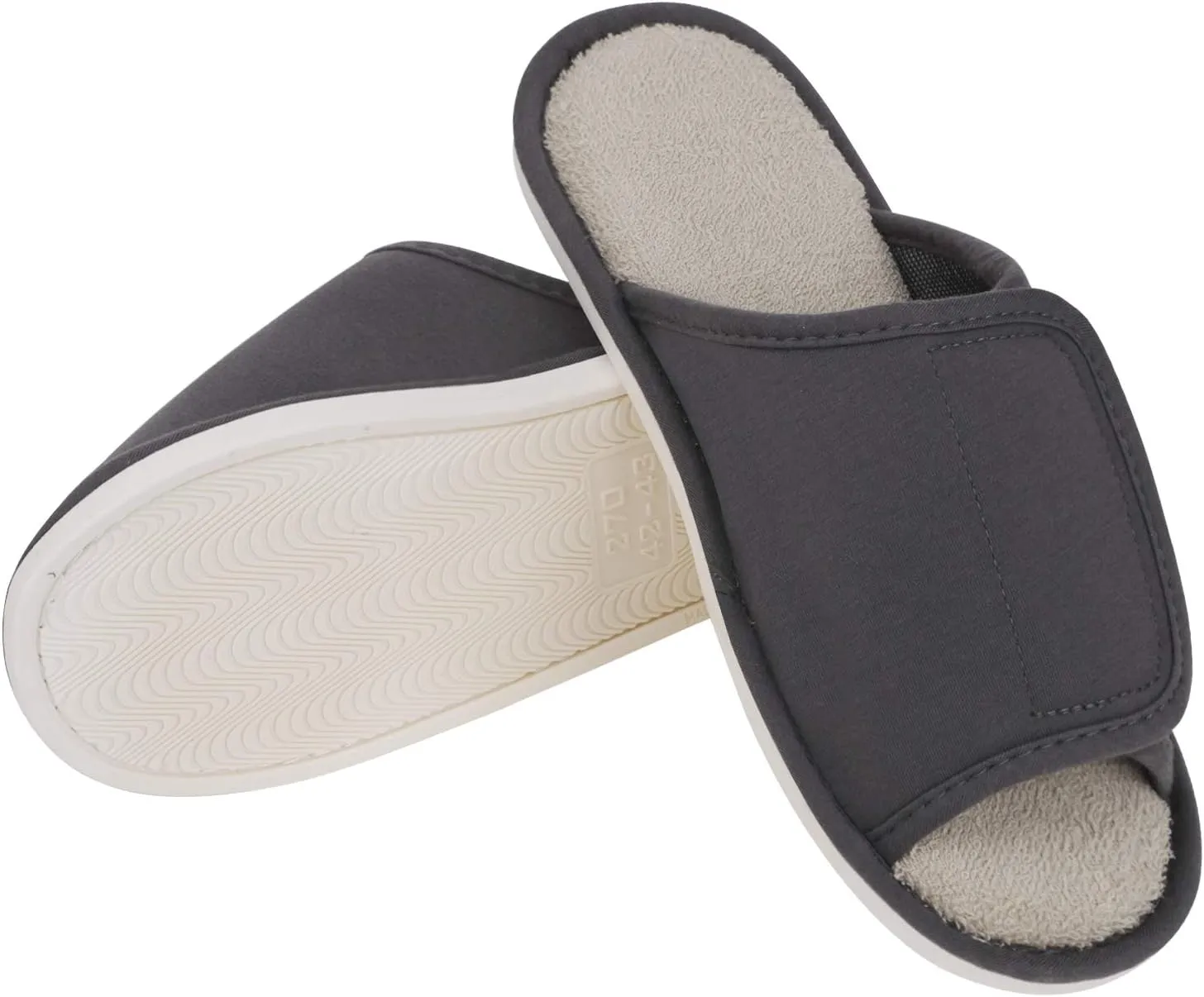 BXT Unisex Diabetic Slippers Open-Toe Arthritis Shoes Adjustable Closure Non-Slip Slide Slippers for Swollen Flat Feet Edema