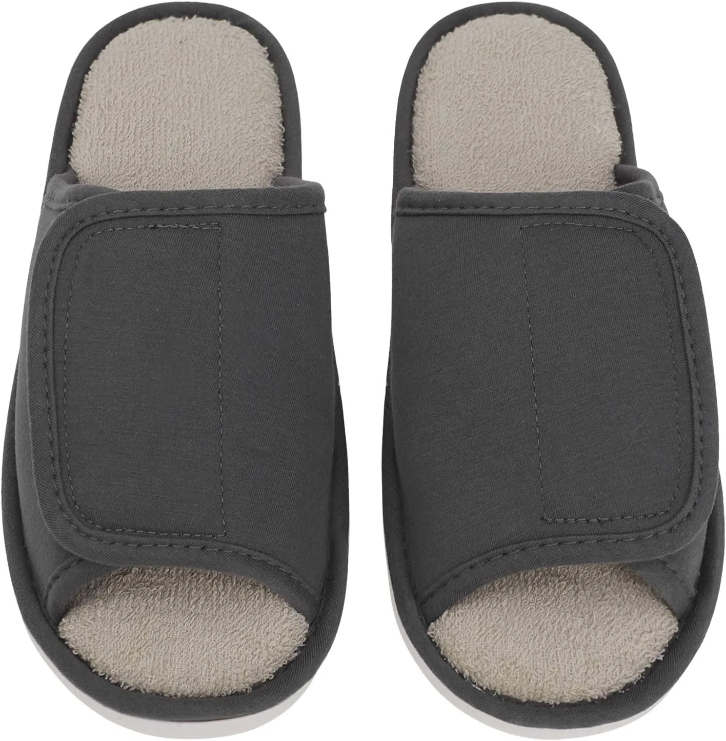 BXT Unisex Diabetic Slippers Open-Toe Arthritis Shoes Adjustable Closure Non-Slip Slide Slippers for Swollen Flat Feet Edema