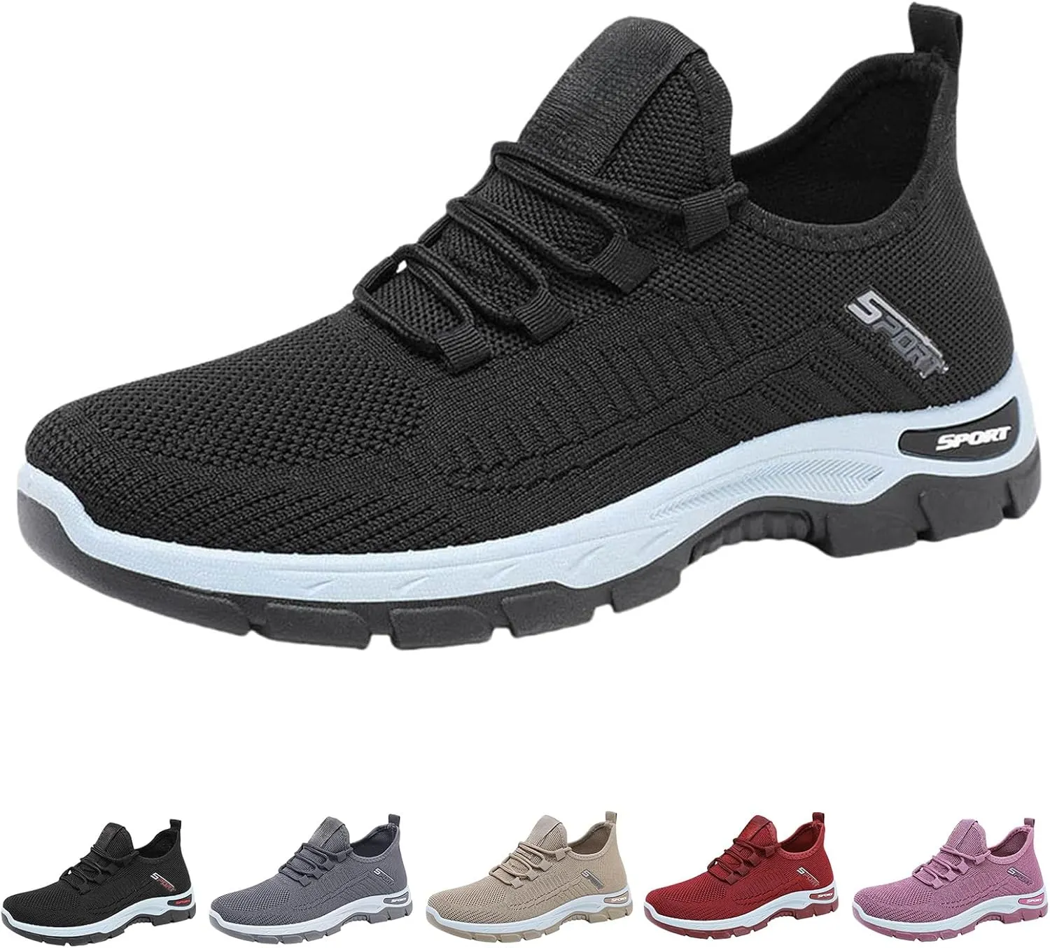 Casual Sneakers for Women Men Lightweight Breathable Mesh Fashion Sneakers Orthopedic Soft Arch Support Walking Shoes Comfortable Slip on Summer Workout Sport Work Tennis Shoes