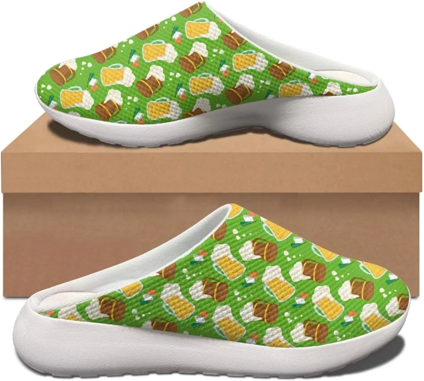 chaqlin Womens House Slippers Indoow & Outdoor Casual Breathable Garden Clogs Non Slip St Patrick Easter Day Gifts