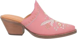 Dingo Womens Wildflower Floral Embroidered Round Toe Mule Casual Boots Mid Heel 2-3" - Off White