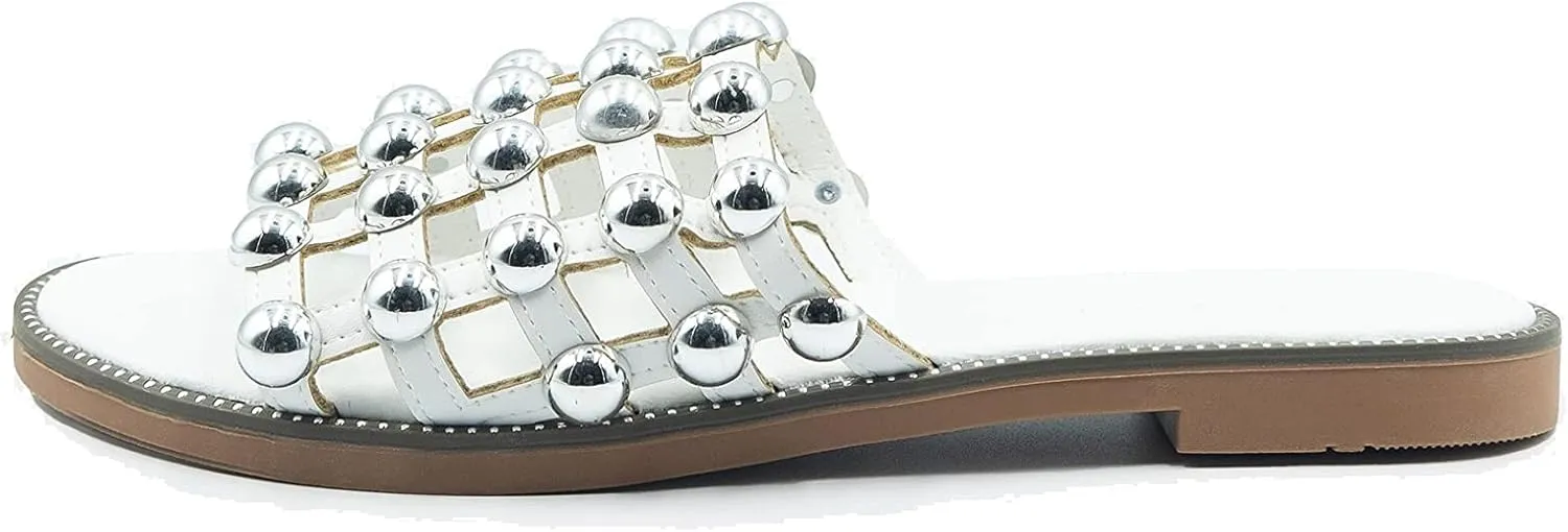 Fashion Thirsty Women's Kelly Slider Mules with Studs