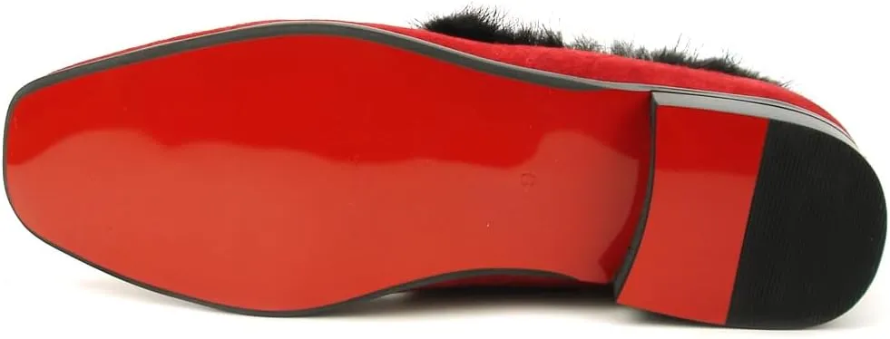 FI-7306 Suede Slip on Loafer with Black Fur
