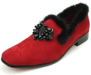 FI-7306 Suede Slip on Loafer with Black Fur