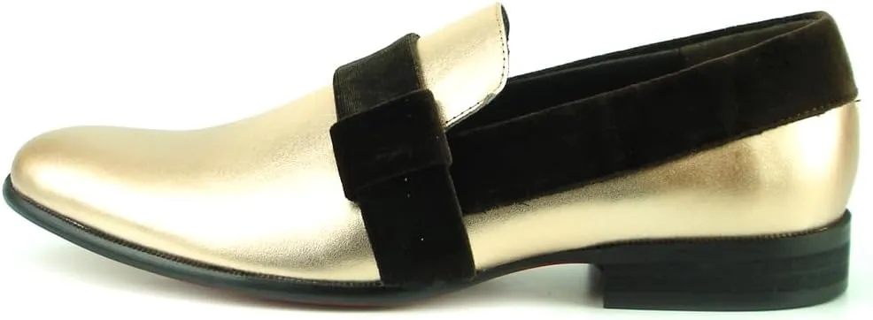 FI-7356 Metalic Leather Suede Strap Slip on Loafer