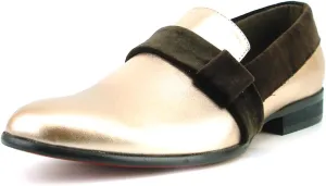 FI-7356 Metalic Leather Suede Strap Slip on Loafer