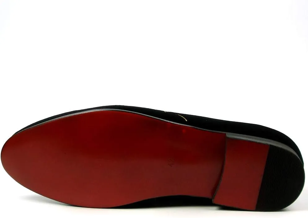 FI-7409 Men's Suede Flowers Embroidered Slip on Loafer
