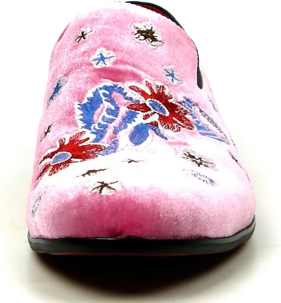 FI-7413 Men's Velvet Embroidered Slip on Loafer