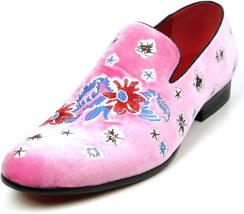 FI-7413 Men's Velvet Embroidered Slip on Loafer