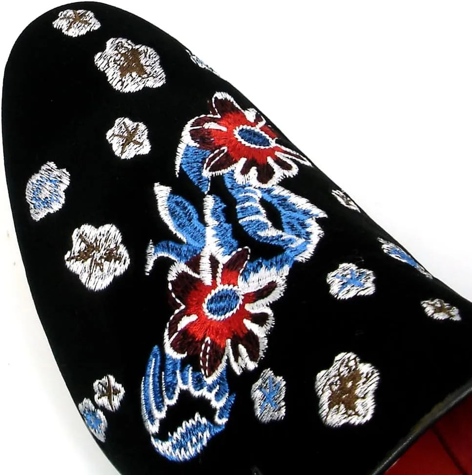 FI-7413 Men's Velvet Embroidered Slip on Loafer