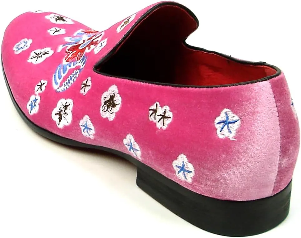 FI-7413 Men's Velvet Embroidered Slip on Loafer