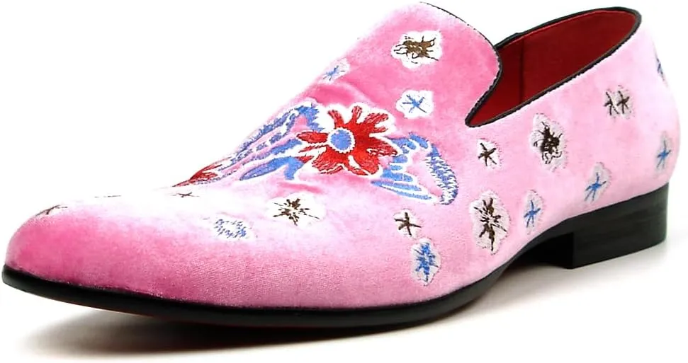 FI-7413 Men's Velvet Embroidered Slip on Loafer
