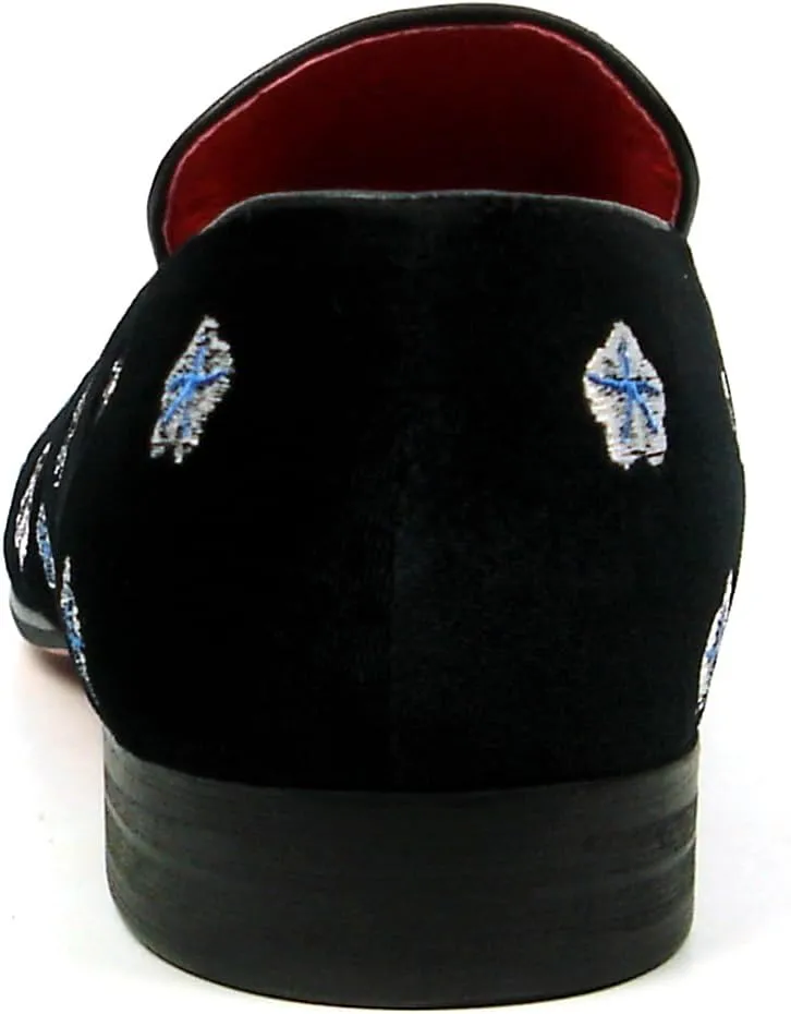 FI-7413 Men's Velvet Embroidered Slip on Loafer