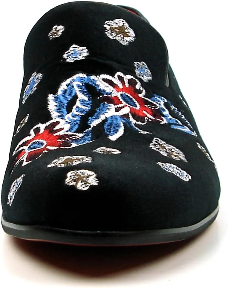 FI-7413 Men's Velvet Embroidered Slip on Loafer