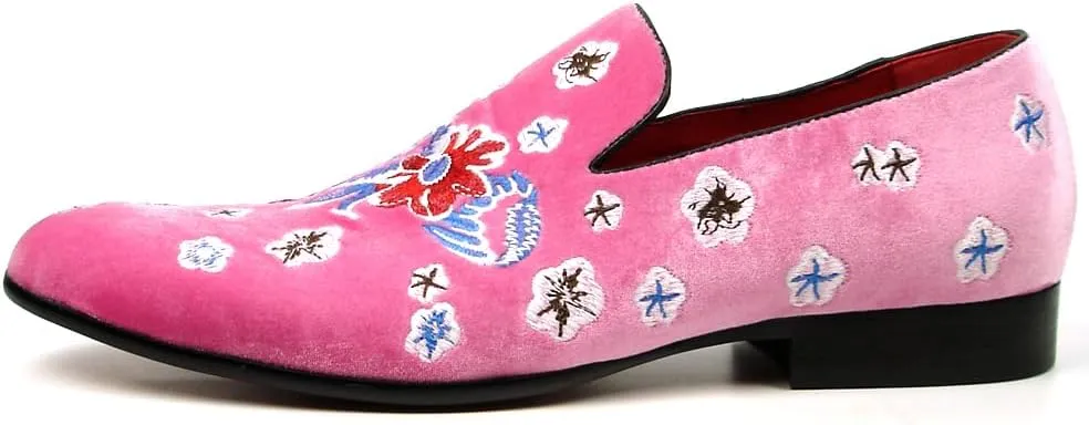 FI-7413 Men's Velvet Embroidered Slip on Loafer