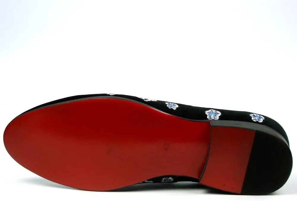 FI-7413 Men's Velvet Embroidered Slip on Loafer
