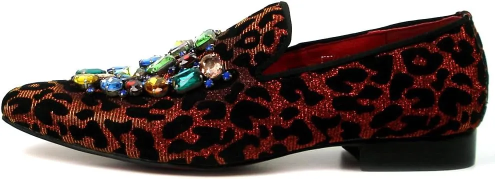 FI-7422 Men's Leopard Print Slip on Loafer