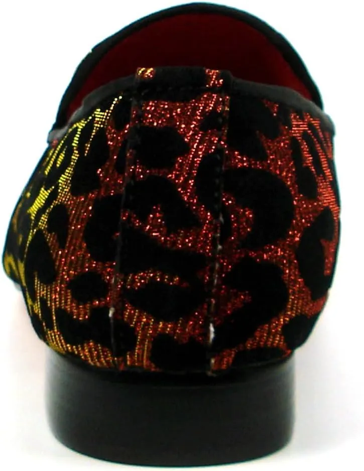 FI-7422 Men's Leopard Print Slip on Loafer
