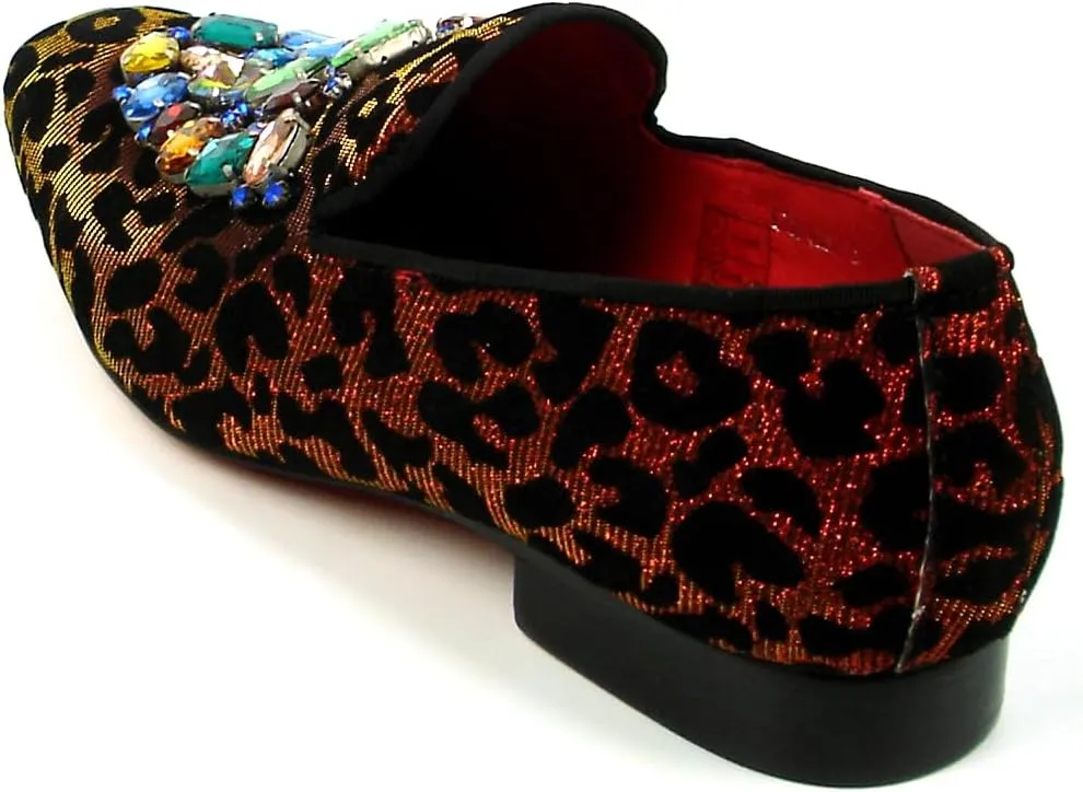 FI-7422 Men's Leopard Print Slip on Loafer