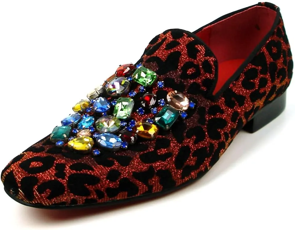 FI-7422 Men's Leopard Print Slip on Loafer