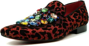 FI-7422 Men's Leopard Print Slip on Loafer