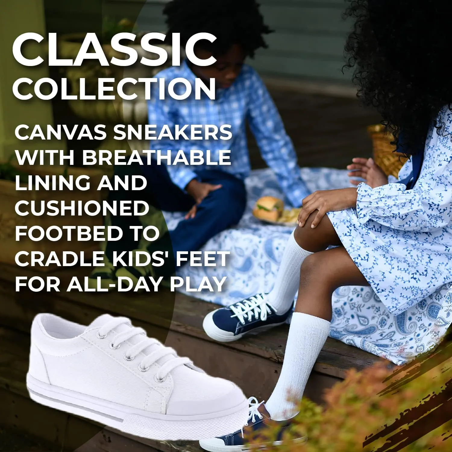 FOOTMATES Taylor Lace-Up Canvas Flats Boys and Girls Shoes - Tennis Sneakers with Wide Toe Box, Custom-Fit Insoles, Vulcanized Outsoles - for Toddlers and Little Kids, Ages 1-8