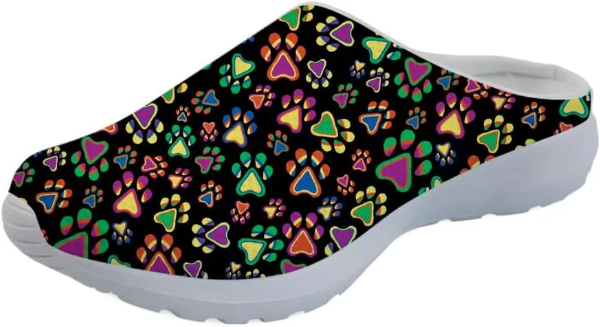 Forchrinse Hawaiian Palm Tree Men’s Women’s Mule Sneakers Open Back Clog Slippers Lightweight Breathable for Home Work Gym