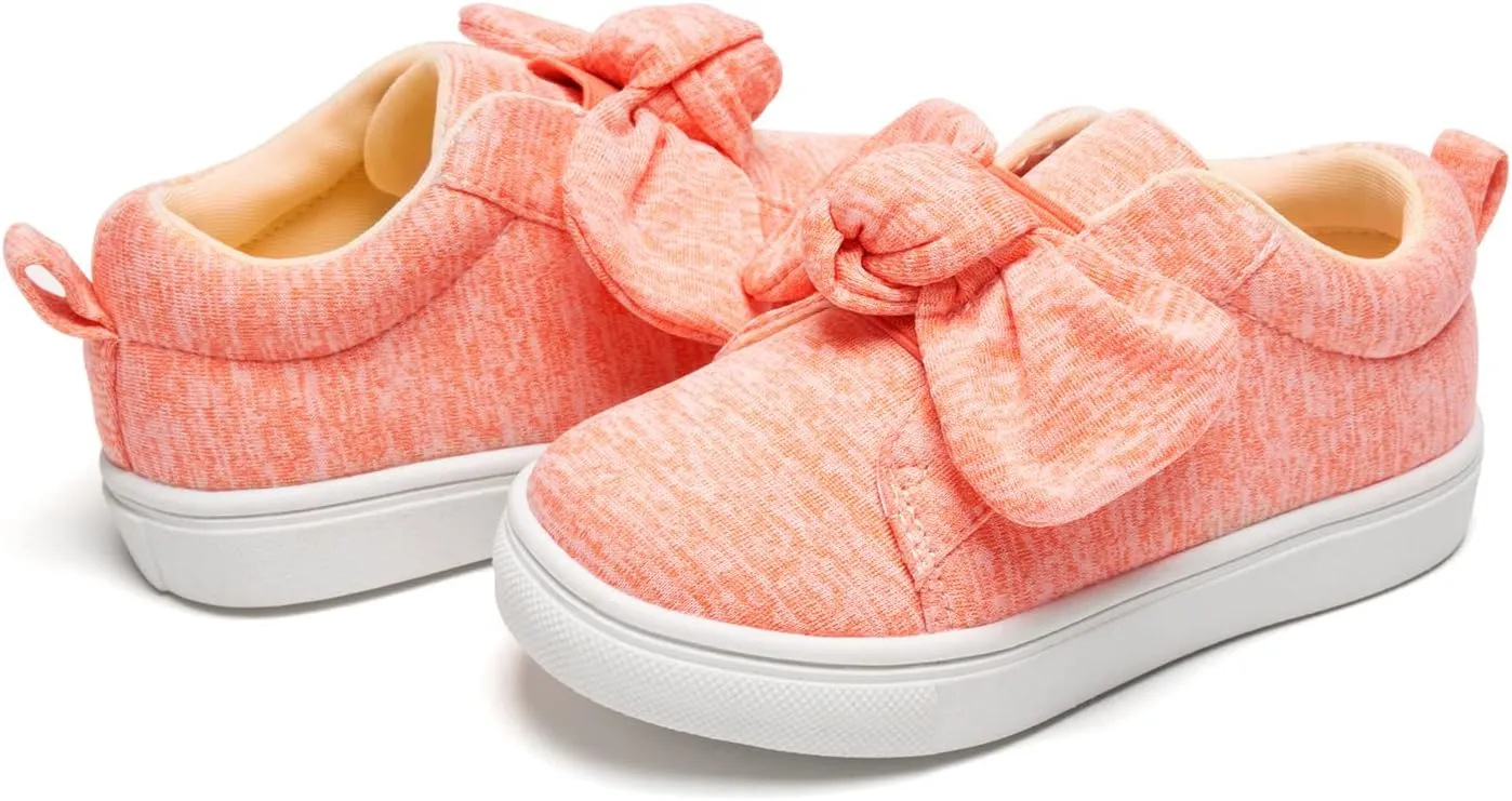 FUNKYMONKEY Girls Sneakers Lightweight Cute Bowknot Casual Walking Shoes for Toddler/Little Kids