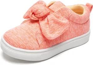 FUNKYMONKEY Girls Sneakers Lightweight Cute Bowknot Casual Walking Shoes for Toddler/Little Kids