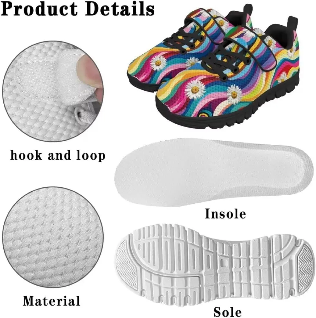 Girls Boys Sports Sneakers Hook & Loop Closure with One Strap Unisex Kids Anti Slip Lightweight Shoes