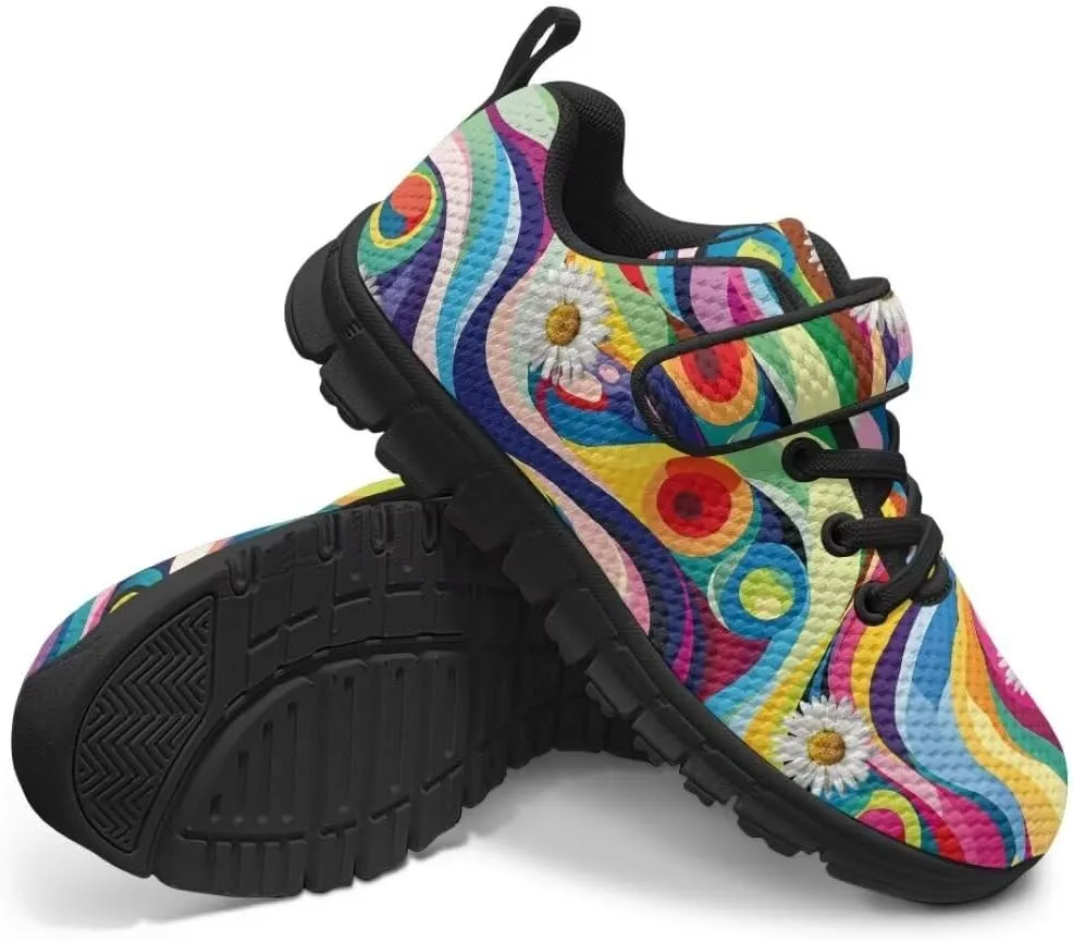 Girls Boys Sports Sneakers Hook & Loop Closure with One Strap Unisex Kids Anti Slip Lightweight Shoes