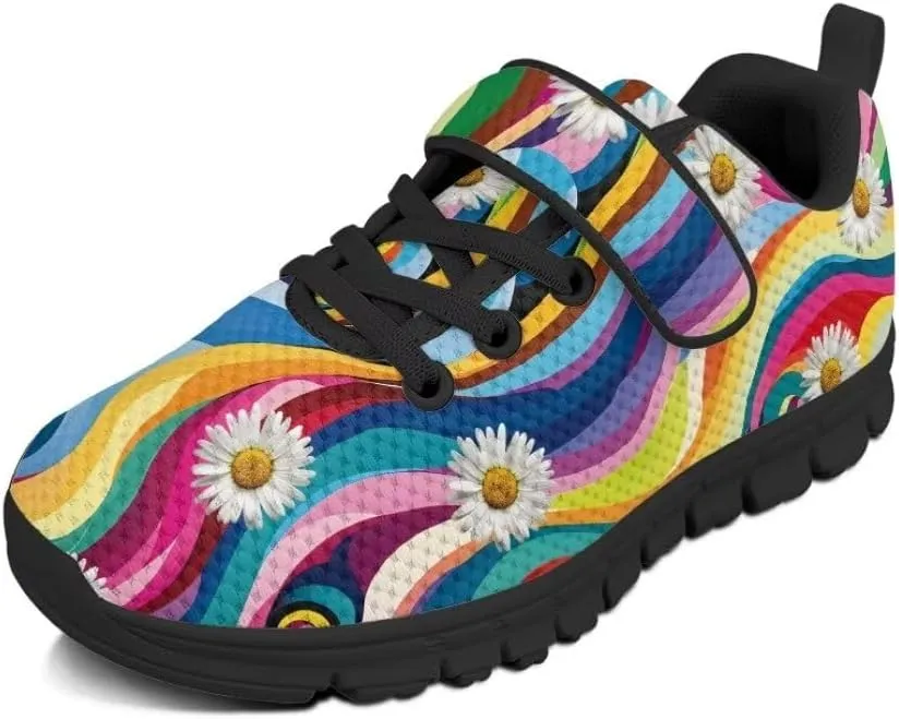 Girls Boys Sports Sneakers Hook & Loop Closure with One Strap Unisex Kids Anti Slip Lightweight Shoes