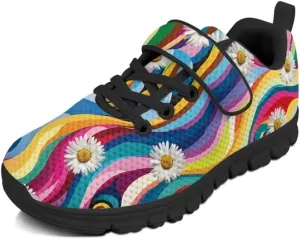 Girls Boys Sports Sneakers Hook & Loop Closure with One Strap Unisex Kids Anti Slip Lightweight Shoes
