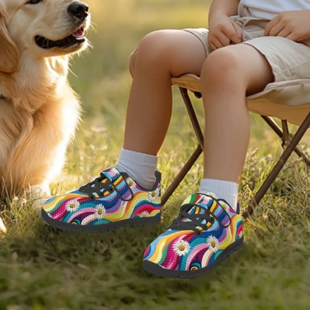 Girls Boys Sports Sneakers Hook & Loop Closure with One Strap Unisex Kids Anti Slip Lightweight Shoes