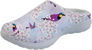 GLENLCWE Blue Dolphin Butterfly Mens Garden Clogs,Womens Slip on Clogs Soft Mesh Mules Walking Sandals Nurse Shoes Lightweight
