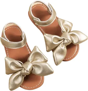GORGLITTER Girl's Bow Flat Sandals Ankle Strap Cute Open Toe Vacation Flats Sandal