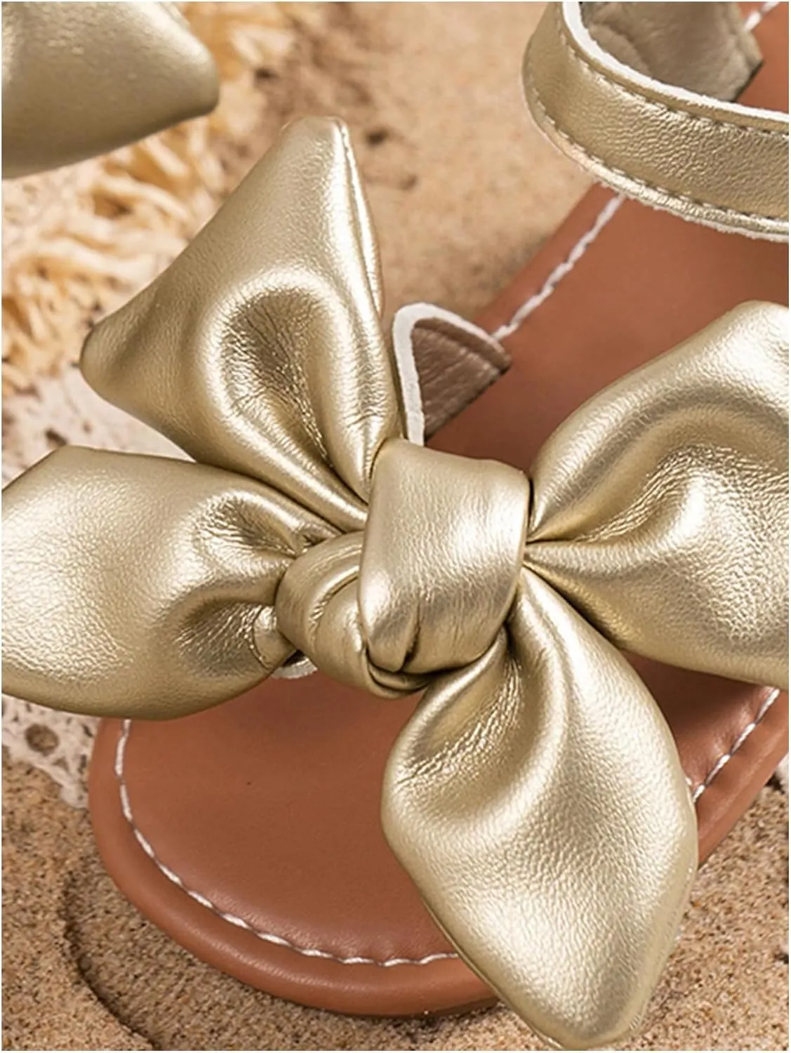 GORGLITTER Girl's Bow Flat Sandals Ankle Strap Cute Open Toe Vacation Flats Sandal