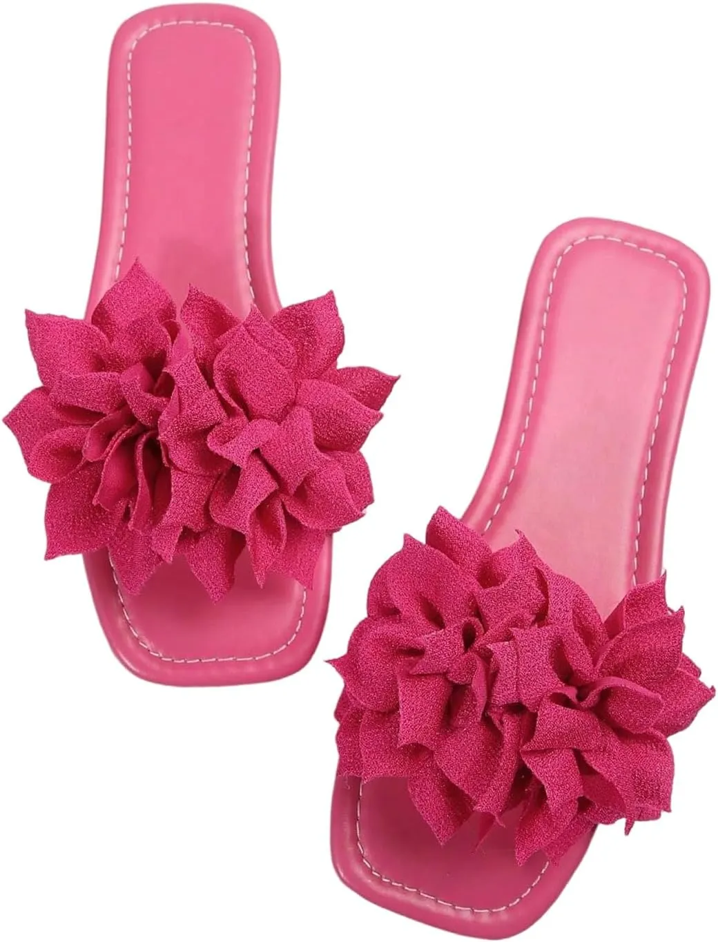 GORGLITTER Women's Flower Sandals 3D Floral Flat Sandals Open Toe Slippers Comfy Lightweight Summer Beach Sandals