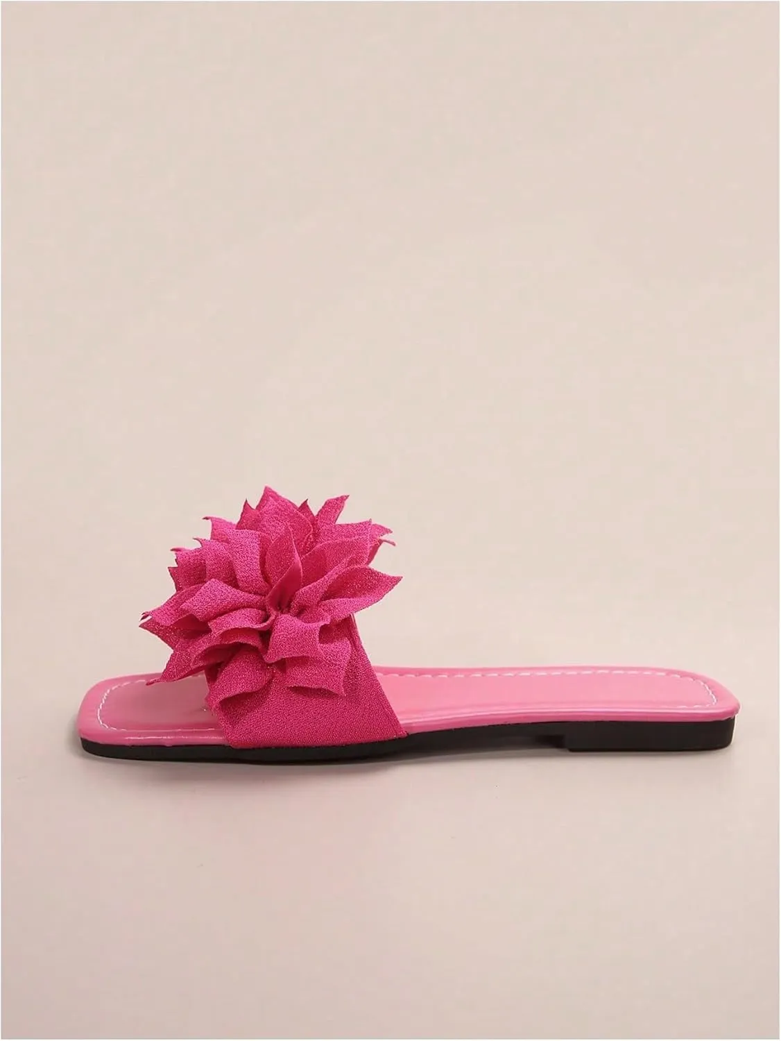 GORGLITTER Women's Flower Sandals 3D Floral Flat Sandals Open Toe Slippers Comfy Lightweight Summer Beach Sandals